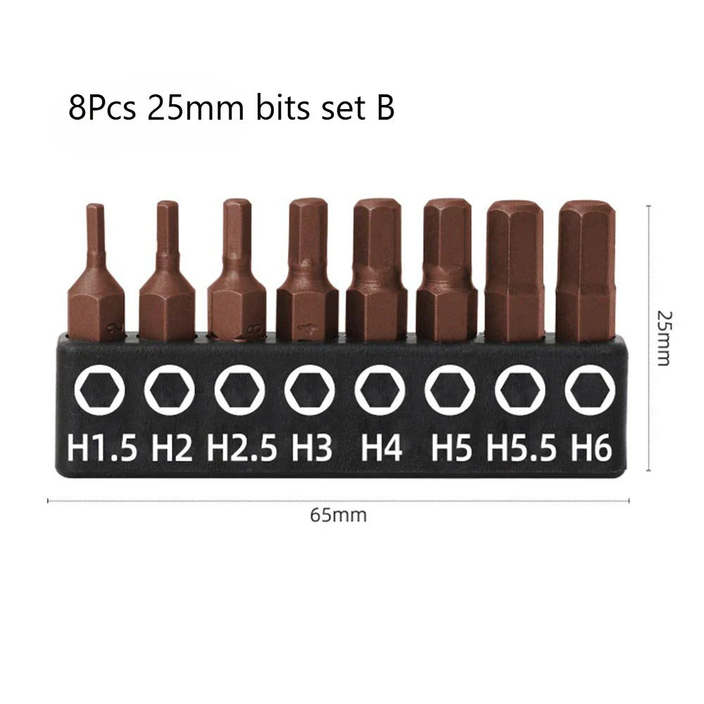 Screwdriver Bits Set 25mm 50mm | S2 Alloy Steel Magnetic Screwdriver Bits for Phillips, Slotted, Hex, Torx