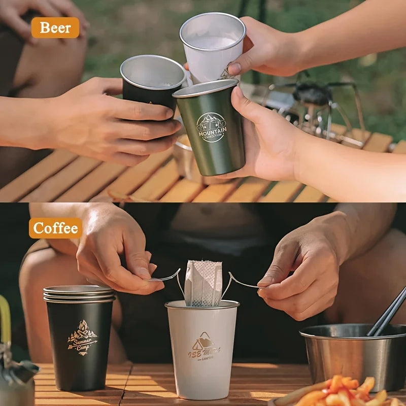 350ml Stainless Steel Beer Mug | Collapsible Outdoor Camping Cup