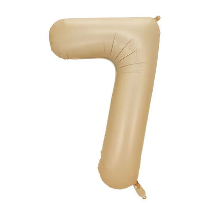 Cream Foil Number Balloons 1-9 Set | Large Digital Birthday Party Decor