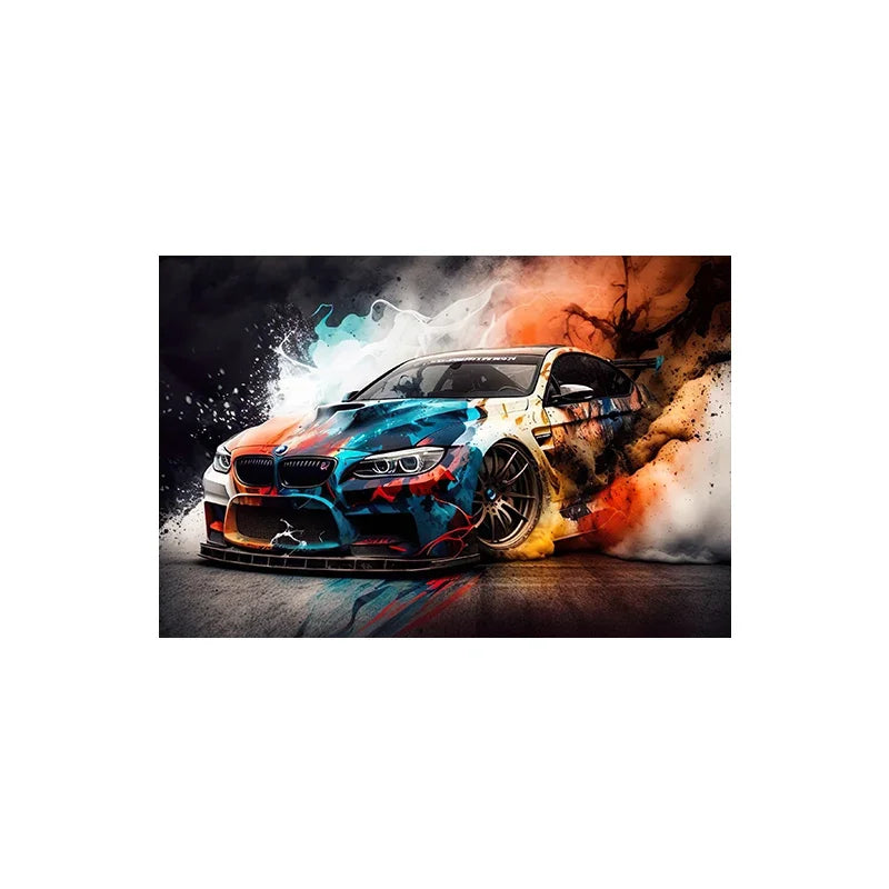 Voiture de sport E30, Graffiti de voiture de course de luxe, Art mural, Affiche imprimée sur toile HD, Décoration de maison, de salon, de chambre