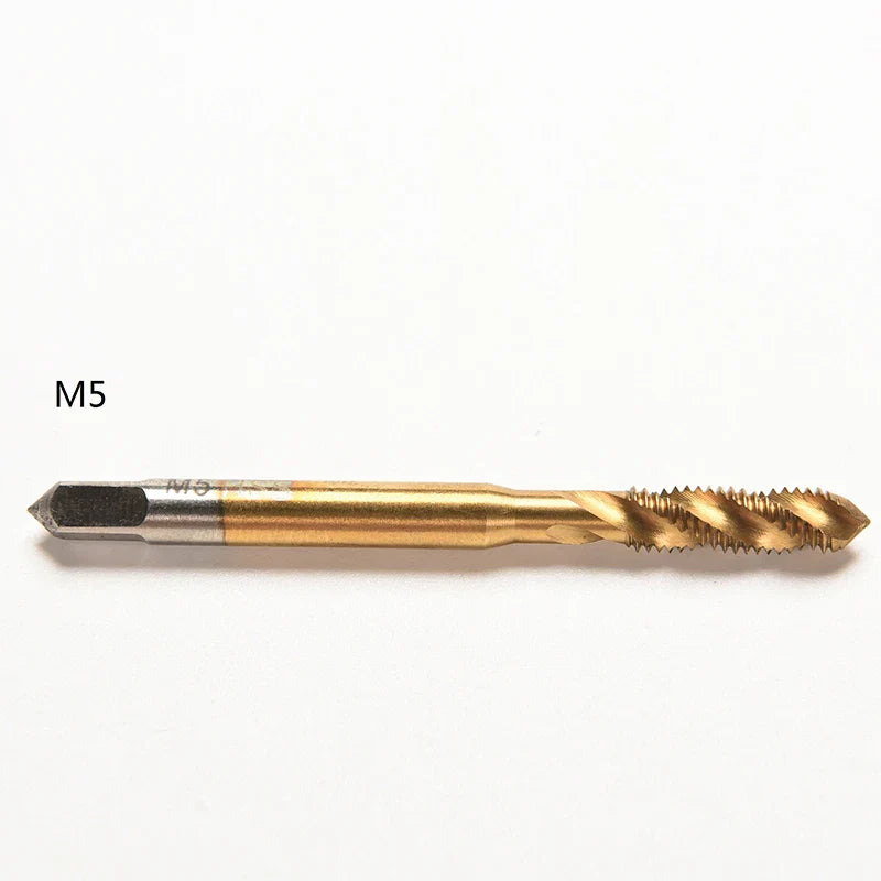 Titanium Coated HSS Spiral Fluted Machine Screw Tap Set | Metric Threading Tool