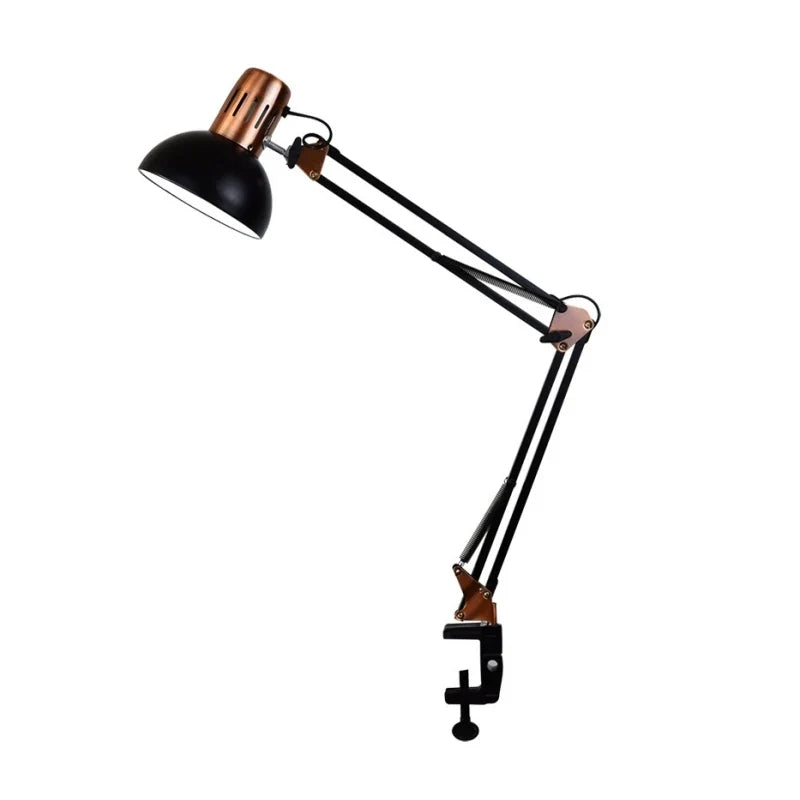 Industrial Foldable LED Table Lamp with Clamp Telescopic Swing Arm for Desk