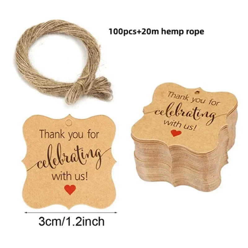 100pcs Kraft Tags with 20m Jute Twine | Handmade Gift Tag Set