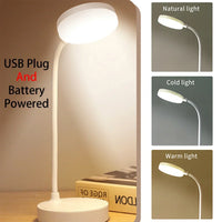 Portable LED Desk Lamp USB Battery Table Light 3-Color Stepless Dimming Eye Care