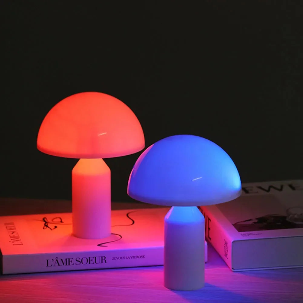 Mushroom LED Table Lamp with Touch Dimming | Rechargeable Bedside Night Light