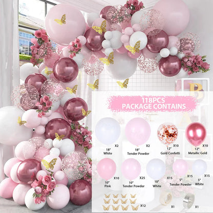 Purple Butterfly Balloons Garland Arch Kit Latex Ballon Birthday Party Decor Kids Adult Wedding Baloon Baby Shower Decor Ballon