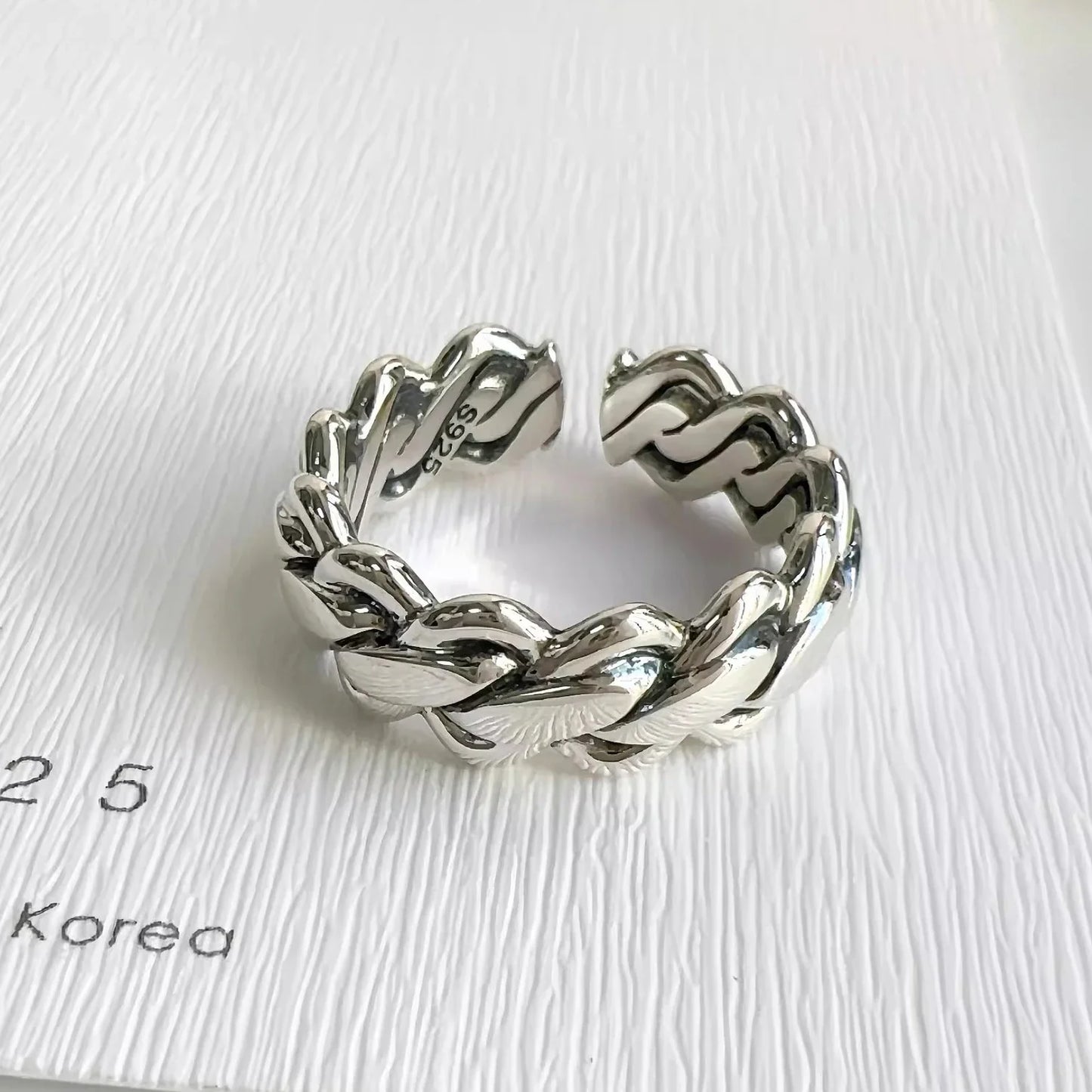 VENTFILLE 925 Sterling Silver Arched Wide Geometric Punk Ring | Asymmetric Cocktail Jewelry