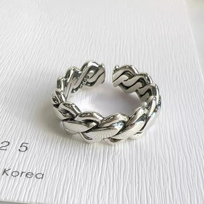 VENTFILLE 925 Sterling Silver Arched Wide Geometric Punk Ring | Asymmetric Cocktail Jewelry