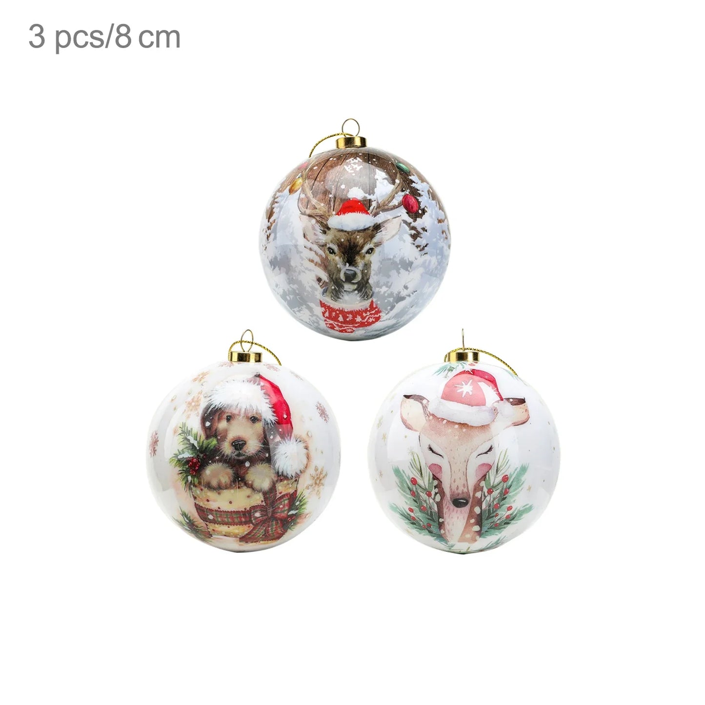 3 boules de Noël 8cm Cadeaux Originaux Décoration de Noël 2024 Décorations de Sapin de Noël Cadeau Pendentifs Boules