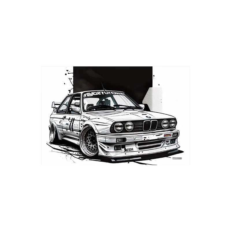 Voiture de sport E30, Graffiti de voiture de course de luxe, Art mural, Affiche imprimée sur toile HD, Décoration de maison, de salon, de chambre