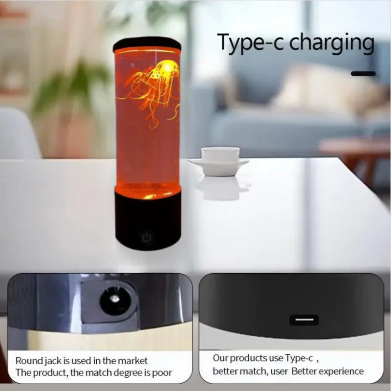 Jellyfish Lamp Ocean Night Light LED Aquarium Mood Light for Bedroom Home Decor