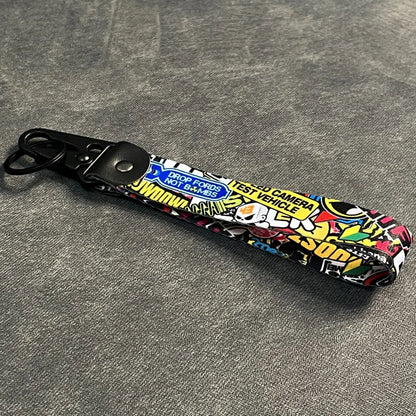Nylon Key Strap Embroidery Lanyard | JDM Racing Car Keychain