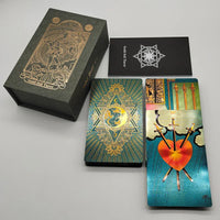 Nouvelles cartes de tarot dorées, magnifique jeu étanche, jeu de société mystère, oracle de divination coloré avec boîte cadeau