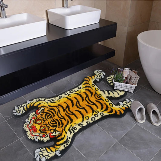 VIKAMA Bionic Tiger Patterned Rug - Exclusive Shaped Mat, Ideal for Living Room & Bedroom Decor, Must - Have Carpet