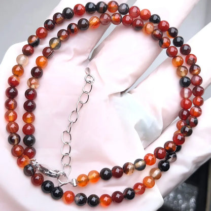 Natural Stone Bead Adjustable Necklace | Agate Opal Tigers Eye Quartz Crystal Jewelry