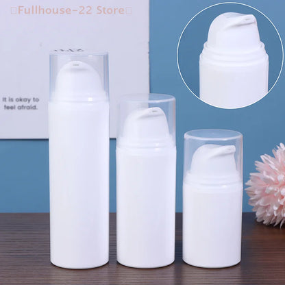 15ml 30ml 50ml Airless Pump Bottles | Refillable White Plastic Lotion Dispenser