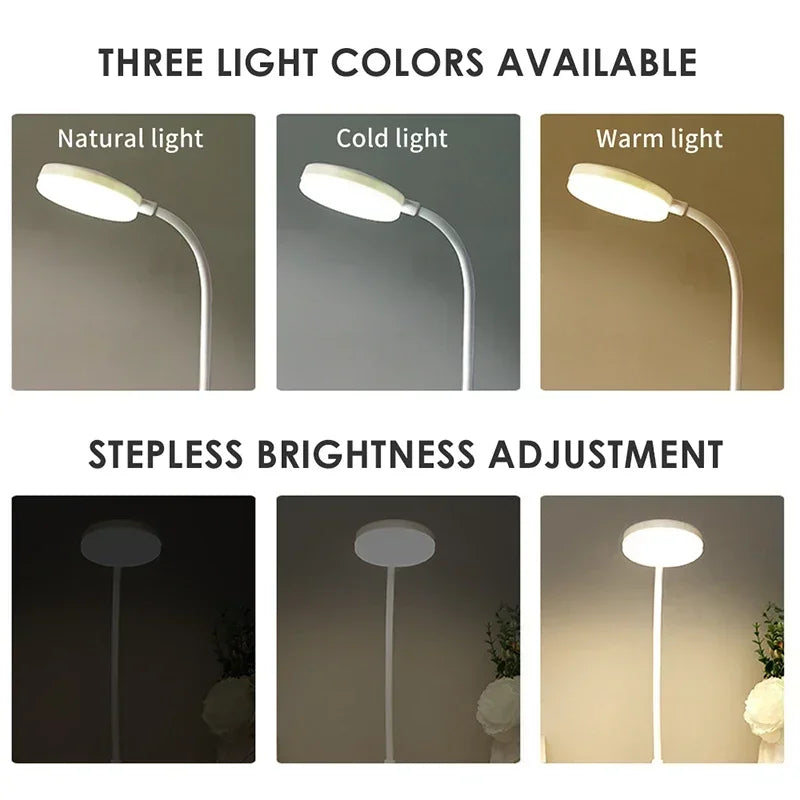 Portable LED Desk Lamp USB Battery Table Light 3-Color Stepless Dimming Eye Care