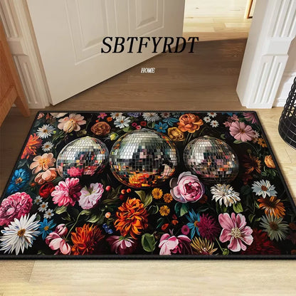 VIKAMA Beau Tapis de Sol Fleur Tapis de Porte Extérieur Tapis de Bienvenue Moelleux Tapis de Salon Doux pour Chambre à Coucher Décoration Douce pour la Maison