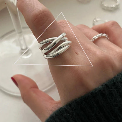 VENTFILLE 925 Sterling Silver Adjustable Rings | Vintage Hip Hop Couples Jewelry