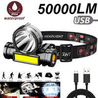 Rechargeable Headlight with COB LED | Waterproof Fishing and Camping Headlamp