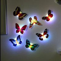 Colorful LED Butterfly Wall Night Light Stickable Glowing Decorative Home Lamp
