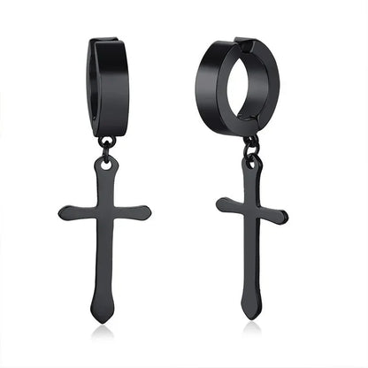 Stainless Steel Cross Earrings for Men | Religious Stud Earrings