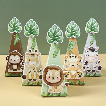 Jungle Animals Box Candy Box Happy Birthday Party Decoration Kids Safari Animal Wild One 1st Birthday Decor Kids Baby Shower