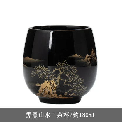 Ceramic Teacup, Jilan, Japanese-style Simple Master Cup, Large Black Glaze, Household Kung Fu Tea Set, Single Cup, Tea Cup