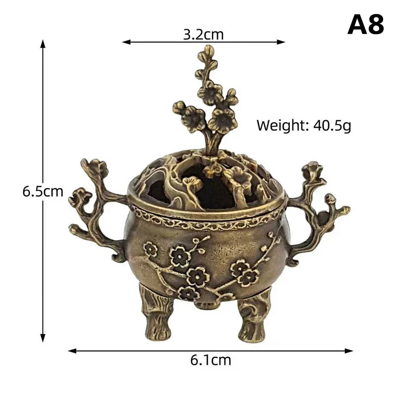 Alloy Lucky Incense Burner Bowl Incense Holder With Handle | Ancient Style Yoga Meditation Home Office Decor
