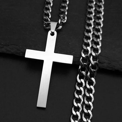 Gold Stainless Steel Cross Pendant Necklace | Hip Hop Jesus Chain Jewelry for Men Women