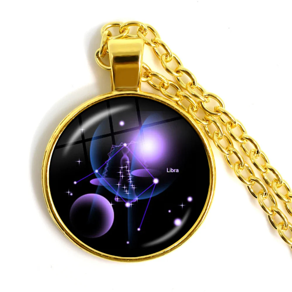 Zodiac Necklace Silver Plated | 12 Constellation Pendant Jewelry
