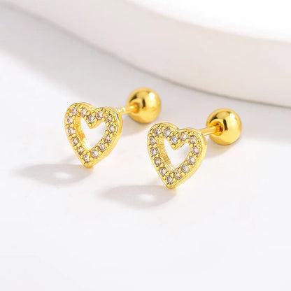 Heart Stud Earrings | Screw Back Cartilage Earrings for Women