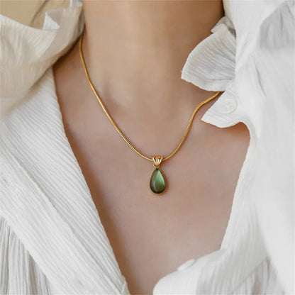Waterdrop Pendant Necklace | Minimalist Stainless Steel Teardrop Jewelry for Women