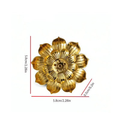 Gold Lotus Incense Burner | Metal Incense Holder with Detachable Ash Catcher