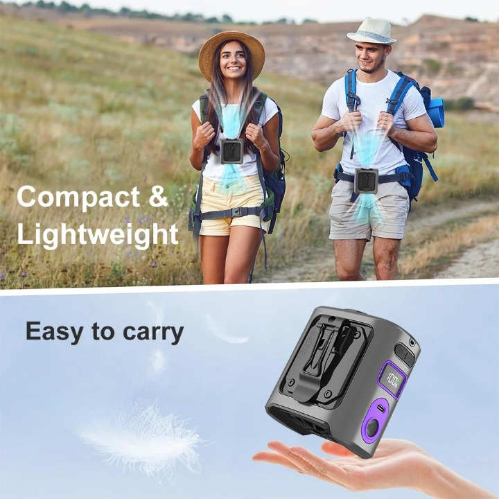 Compagnon Rafraîchissant | Ventilateur de Ceinture Portable avec Batterie 8000 mAh | 100 Vitesses Réglables pour un Confort Optimal