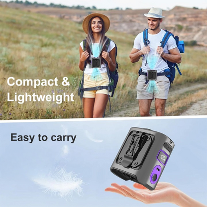 Compagnon Rafraîchissant | Ventilateur de Ceinture Portable avec Batterie 8000 mAh | 100 Vitesses Réglables pour un Confort Optimal