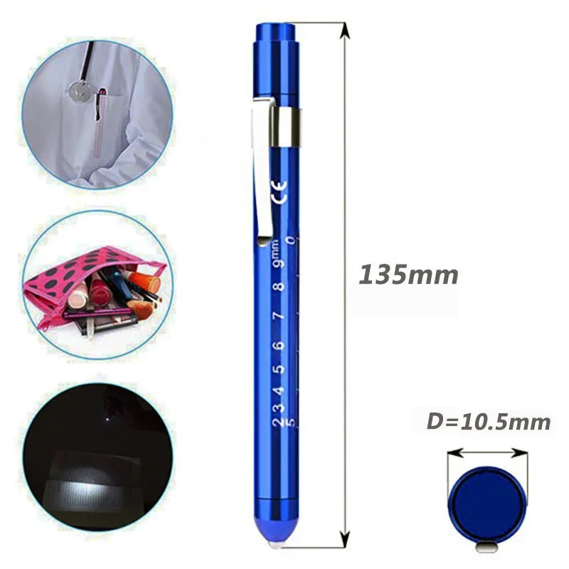 2Pcs Medical Pen Light Flashlight | LED Diagnostic Torch with Pupil Gauge for Doctors and Nurses