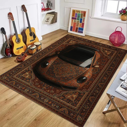 Vintage Car Pattern Rug Living Room Bedroom Carpet Artistic Ethnic Print Design Soft Durable Home Decor Unique Stylish Styles
