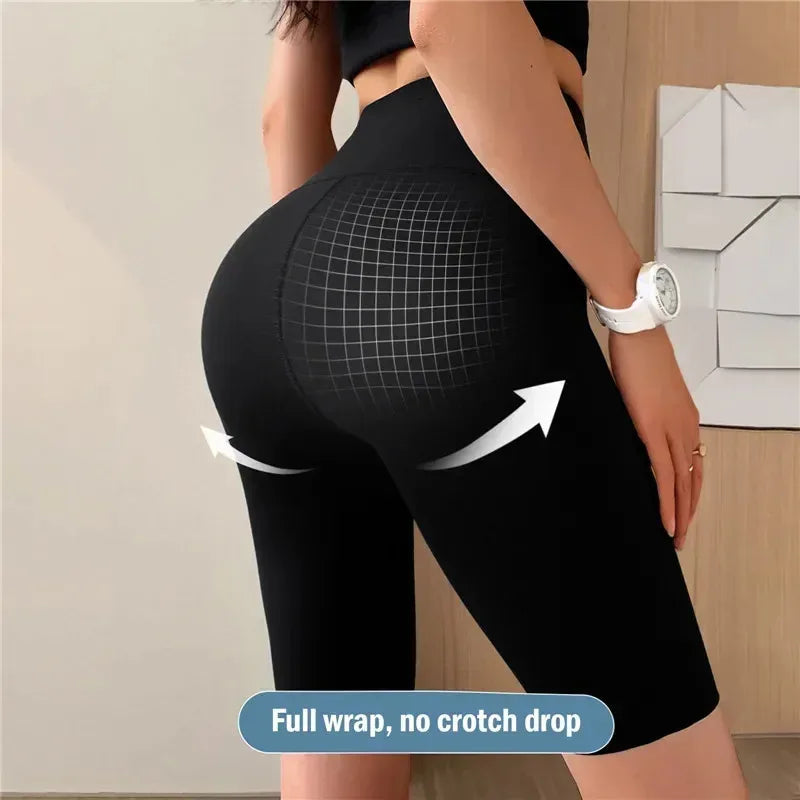 Pantalones Cortos Deportivos de Mujer M-XL Nuevos de Ciclismo Jogging Fitness Cintura Alta Push Up Pantalones Cortos de Gimnasio Mallas Ropa de Yoga