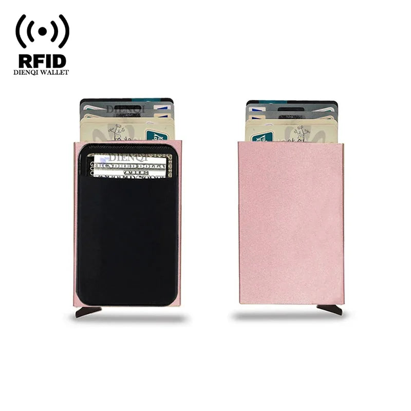 DIENQI RFID Credit Card Holder | Slim Pop-Up Metal Wallet