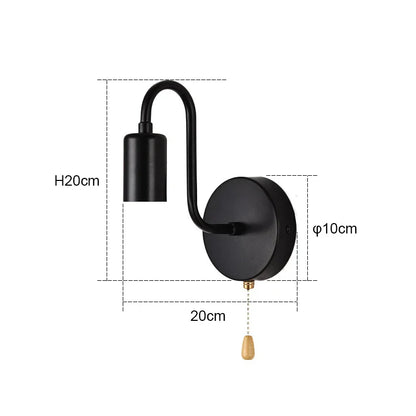 Applique murale industrielle noire – Lampe nordique en fer E27 pour chambre et salle de bain