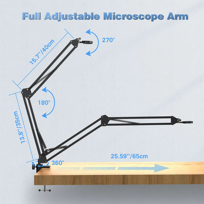 Adjustable Microscope Arm Stand Metal Bracket Coin Microscope Mount