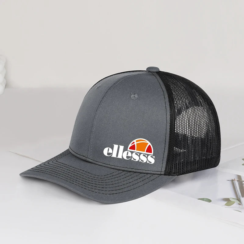 Breathable Mesh Trucker Hat with Ellessss Print | Adjustable Snapback for Outdoor Sun Protection