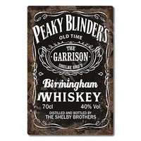 P-Peakys B-Blinders Whiskey Metal Sign - Retro Tin Plaque with Iconic Flat Cap & Whiskey Bottle Art, Eye-Catching Wall Decor