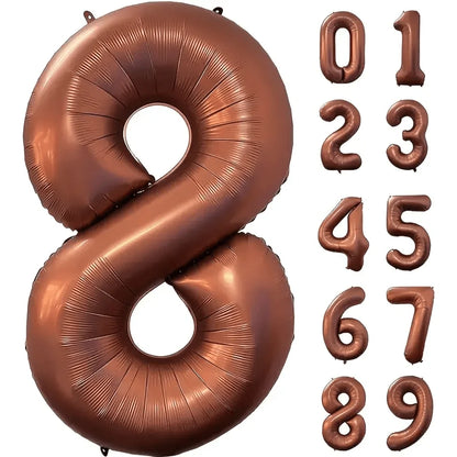 Foil Number Balloons 40 Inch | Brown Birthday Party Decor