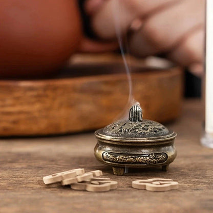 Mini alliage antique à trois pieds Réchaud d'aromathérapie | Brûleur d'encens DIY Décor de cérémonie du thé