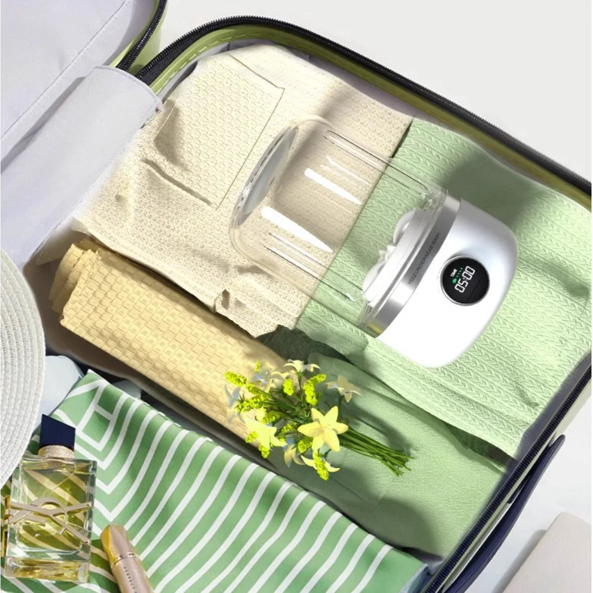 Wireless 1L Mini Portable Washing Machine for Socks Underwear Dehydration Laundry