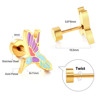 Cute Acrylic Animal Stud Earrings | Surgical Steel Hypoallergenic Earrings for Women and Girls
