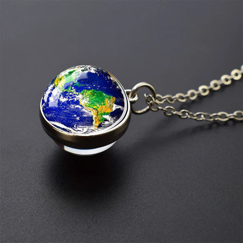 Solar System Galaxy Pendant Necklace | Unisex Astronomy Jewelry Gift