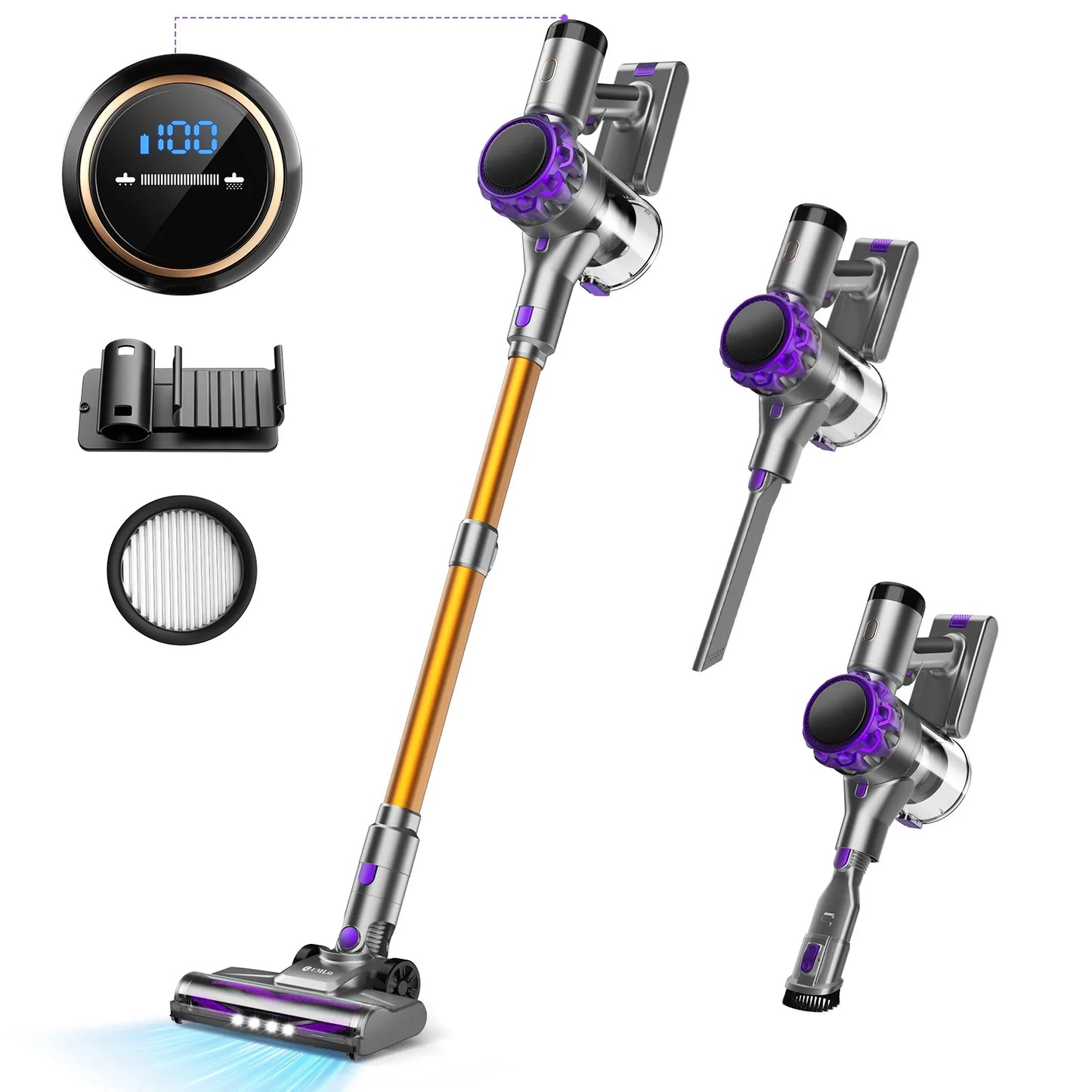 Cordless Vacuum Cleaner 30KPa Powerful Suction 55 Min Runtime Pet Hair